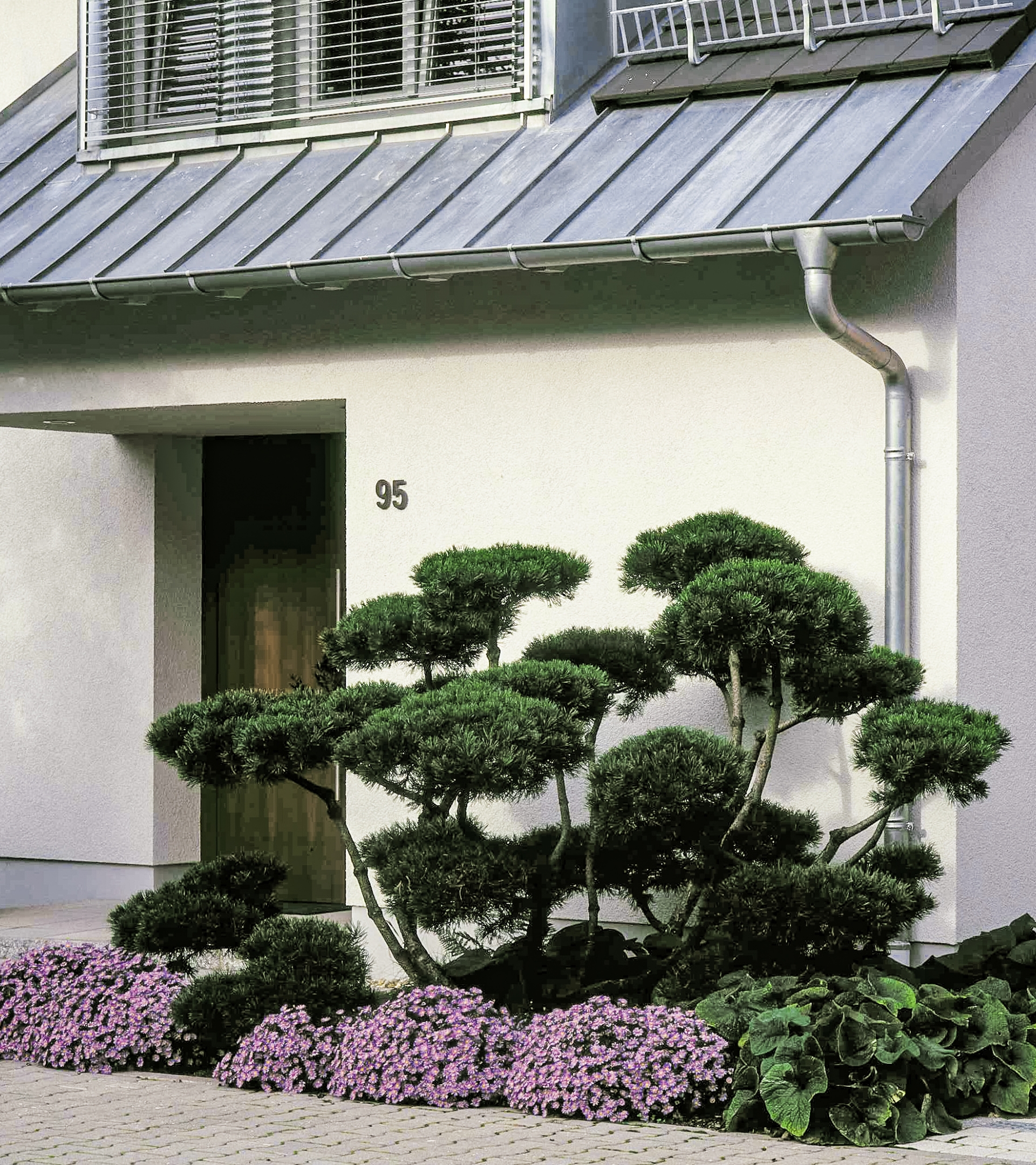 Eingangsbereich eines Hauses mit Grünanlage